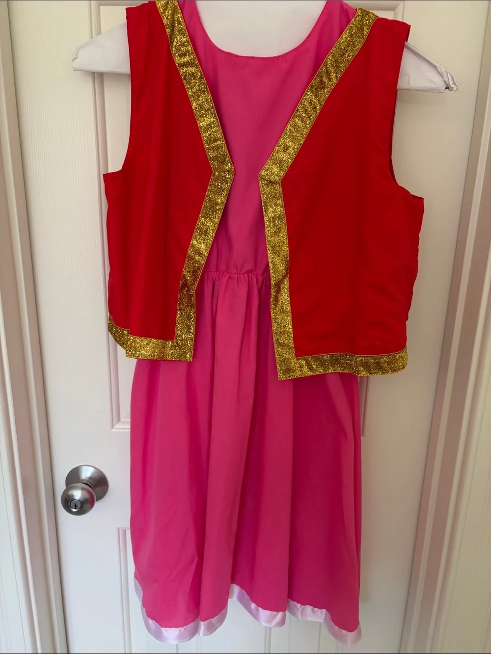 Size 14 Girls Pink and Red Glitter Vest Costume Dress - TOADETTE!